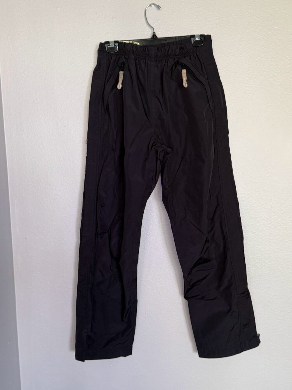 REI Men's Medium Black Rain Pants Ripstop Windproof Hiking Shell Mesh Lined M